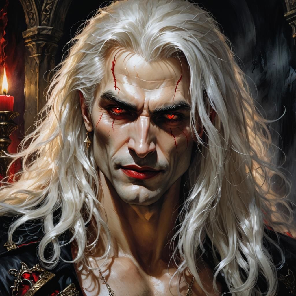 Seductive Vampire King Portrait in Dark Fantasy Style
