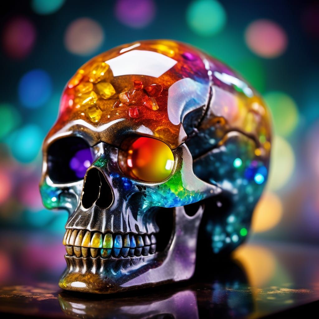 Vibrant Crystal Skull on Treasure Trove