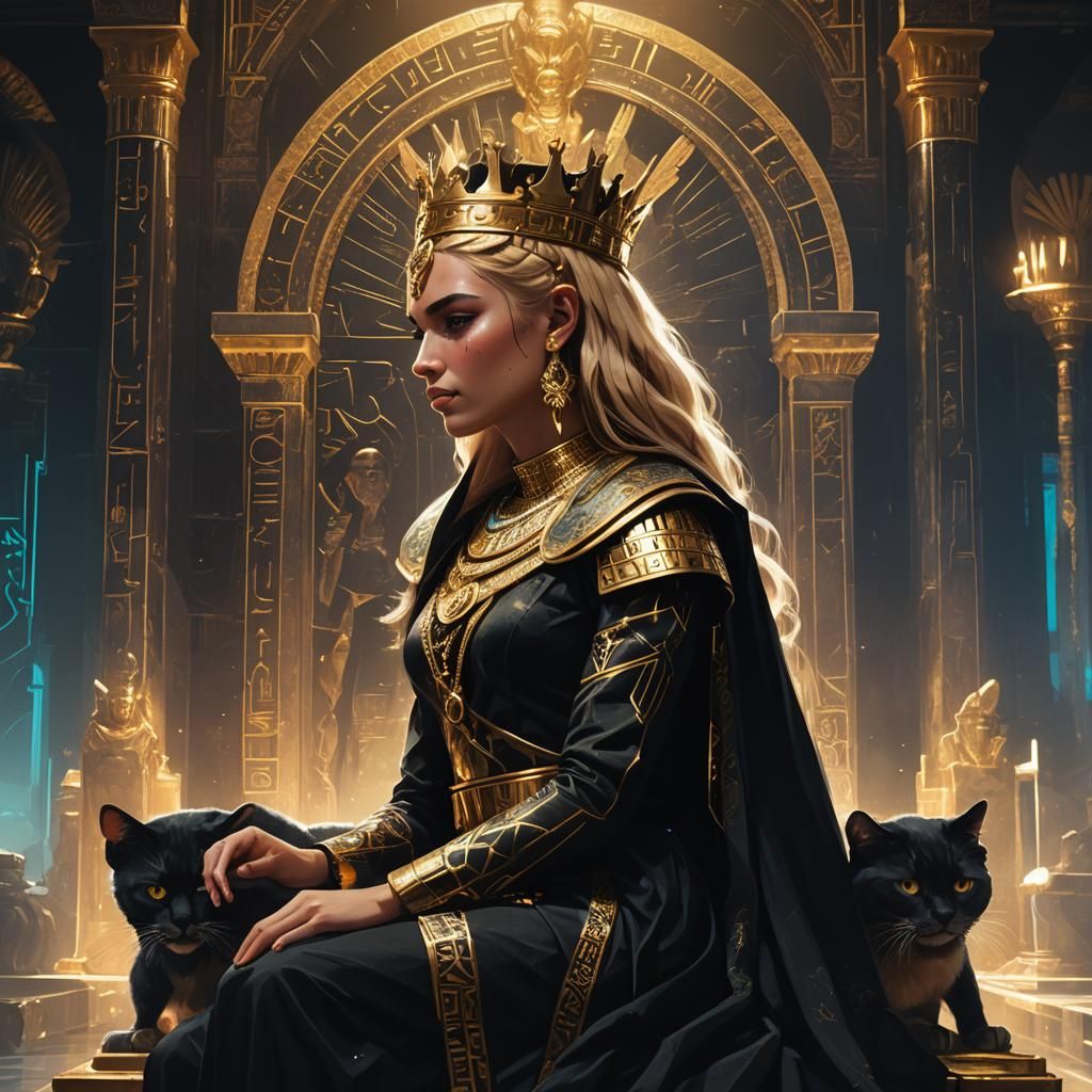 Girl with Cat in Double Exposure Anime Style