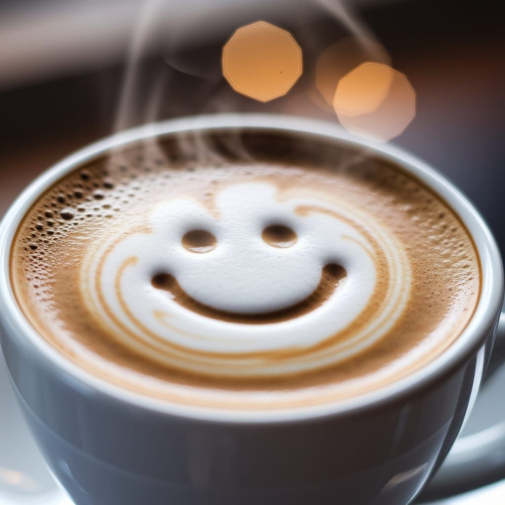 A Whimsical Coffee Portrait in Warm, Inviting Tones