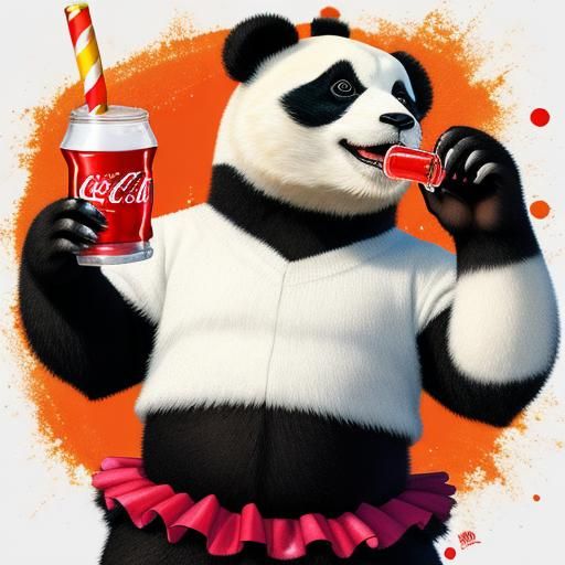 Panda in Tutu Drinking Coca-Cola: Abstract Art