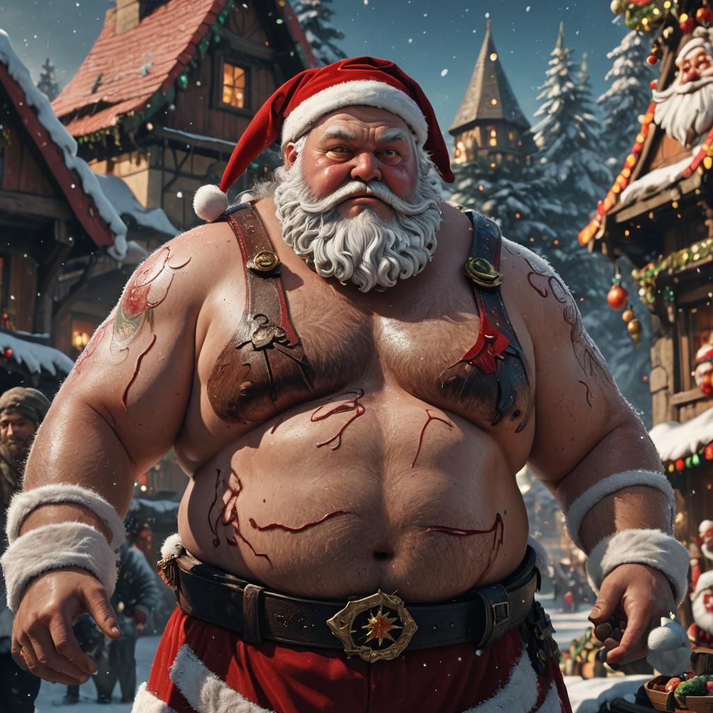 Hyperrealistic Santa-like Character in Detailed Matte Painti...