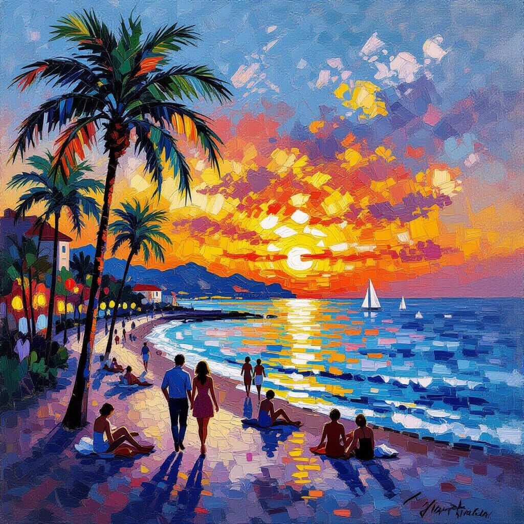 Summer night by the sea