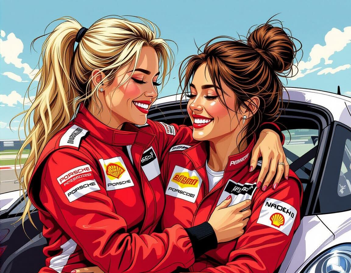 Porsche Race Drivers Celebrate Victory at Le Mans in Milo Ma...