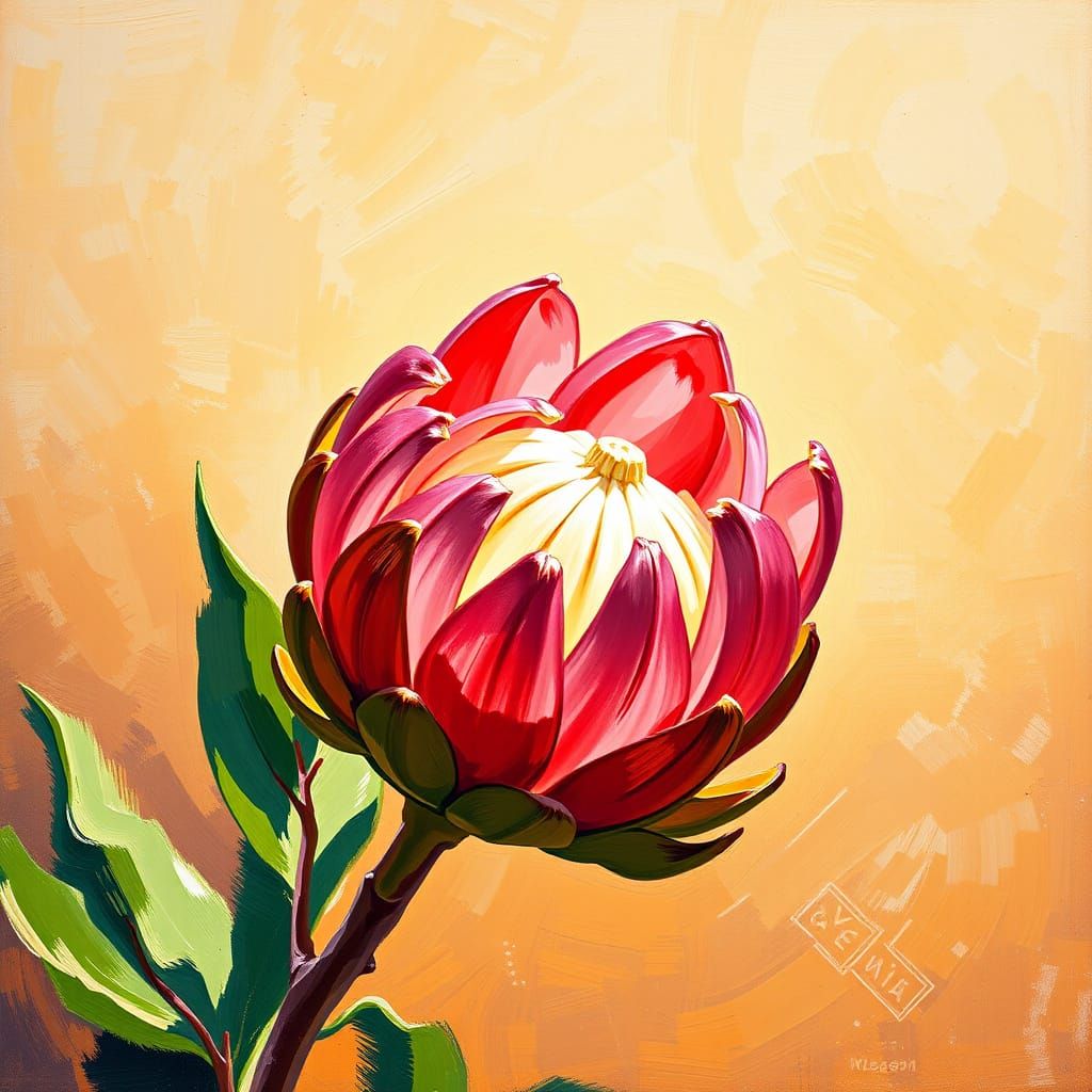 Protea Flower in Impressionist Style