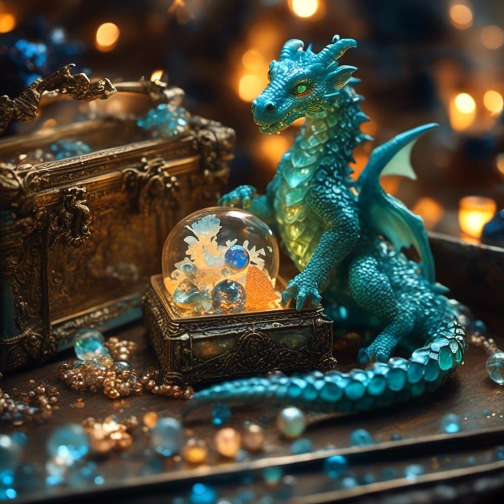 Miniature RPG Dragon in Glass Jewelry Box