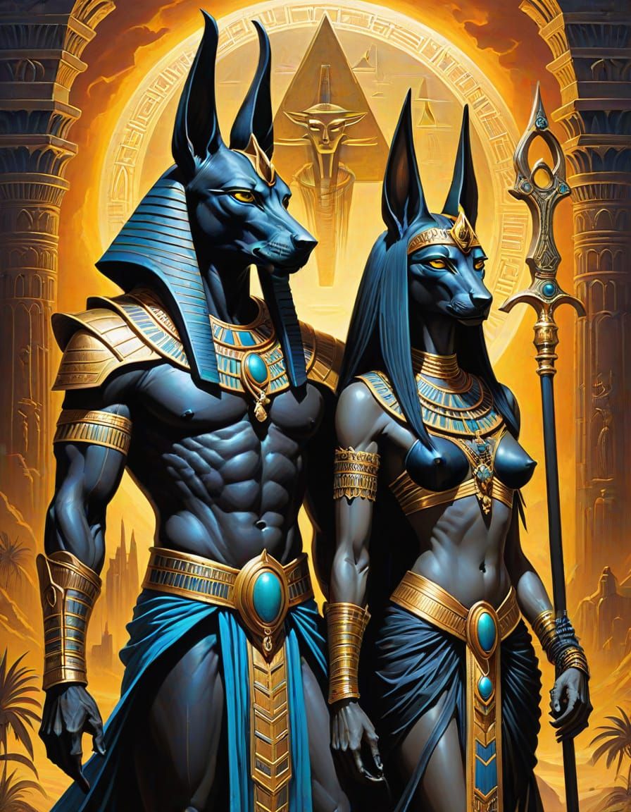 Anubis and Anput, the god and goddess of death