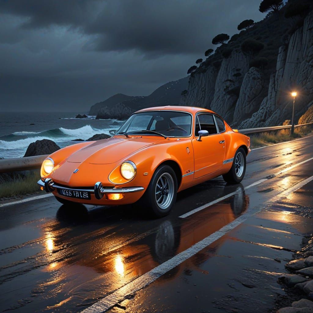 Alpine A110 on the French Riviera as Impasto Painting