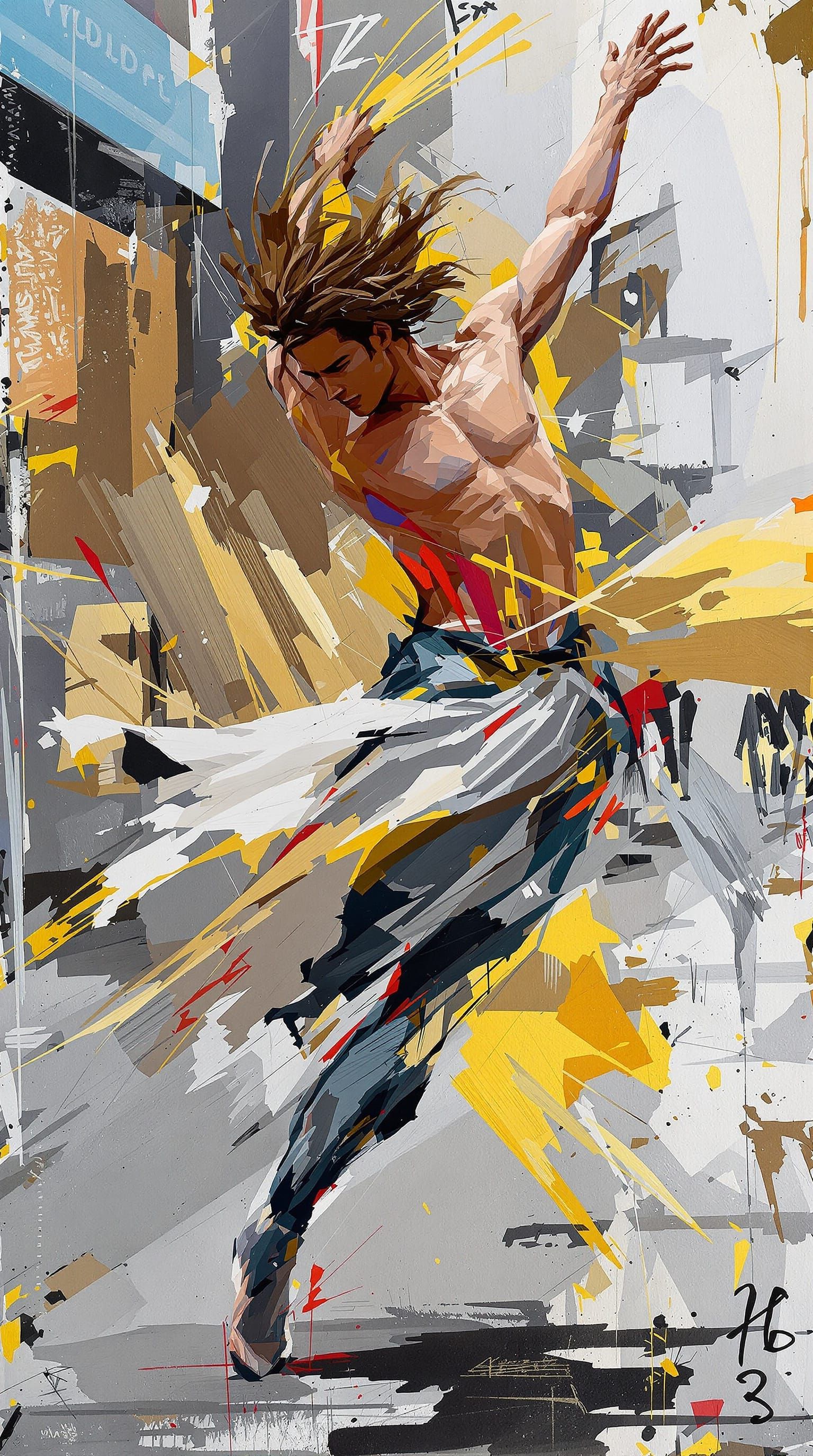 Dynamic Male Dancer in Urban Setting, Expressive Style