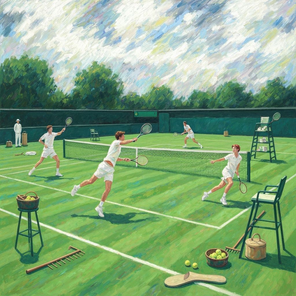 Wimbledon Tennis Players in Impressionist Style