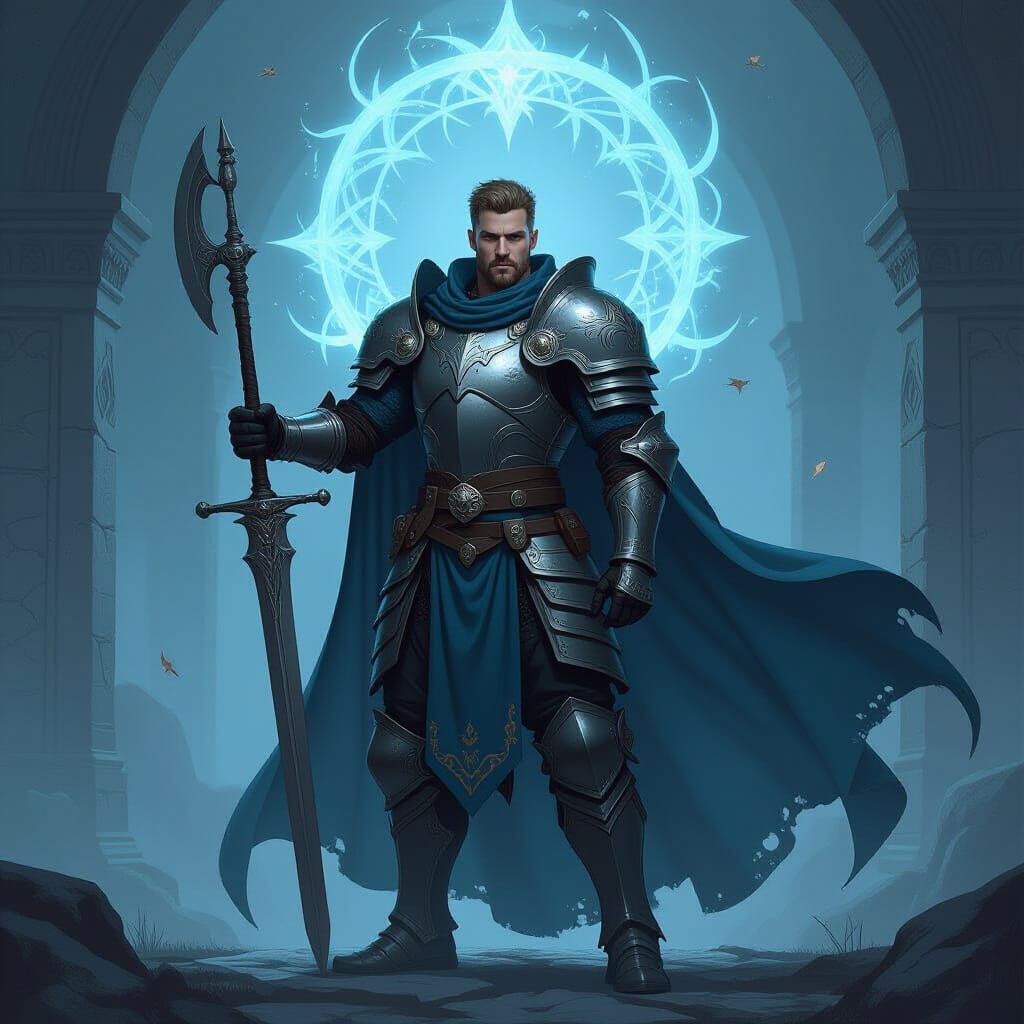 Dragonborn Paladin Guarded by Mystical Aura