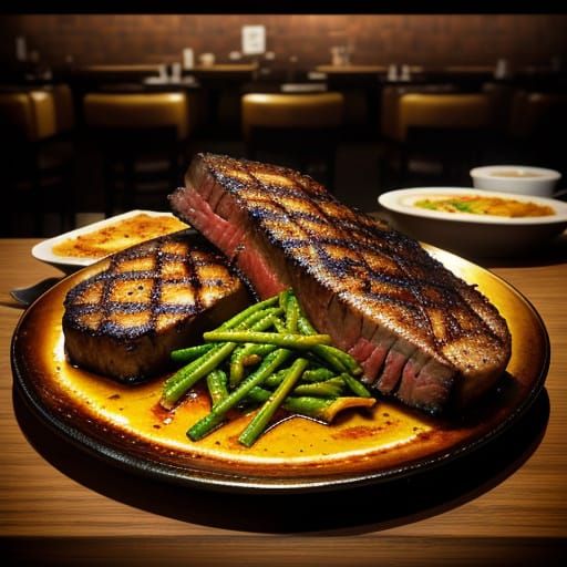 Mouthwatering Steak in Vibrant Oil Painting Style