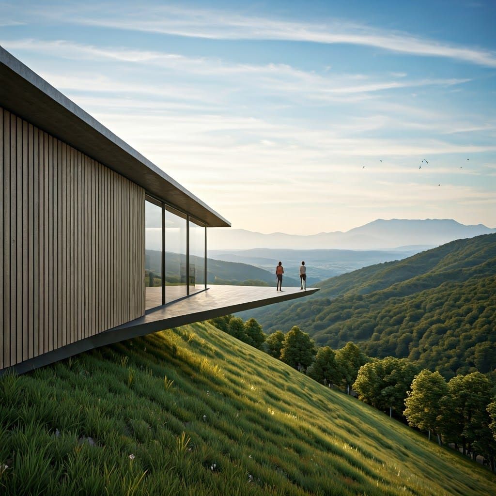 Hilltop House with Valley View, Modern Architecture
