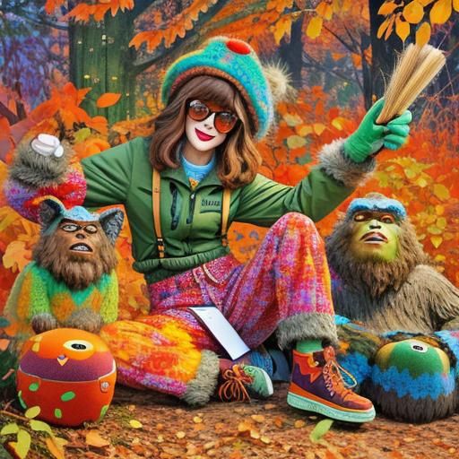 Stylish Sasquatch in Psychedelic Poster Art Style