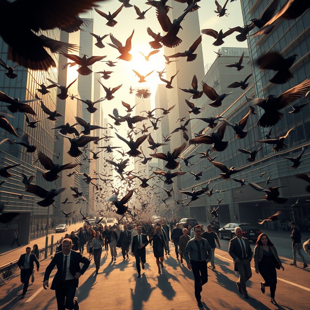 Crows Invade City: A Dystopian Future