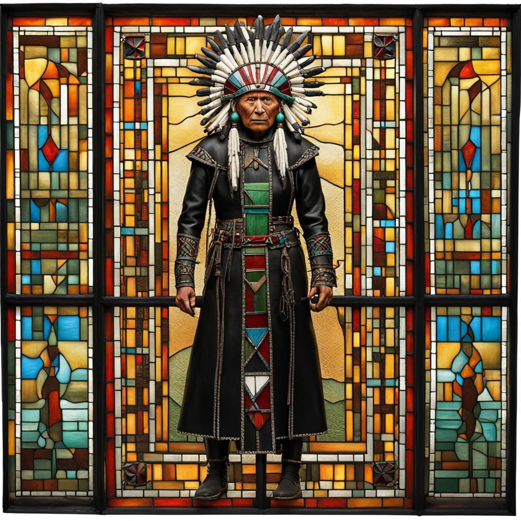 Native American Pinhead in Stained Glass