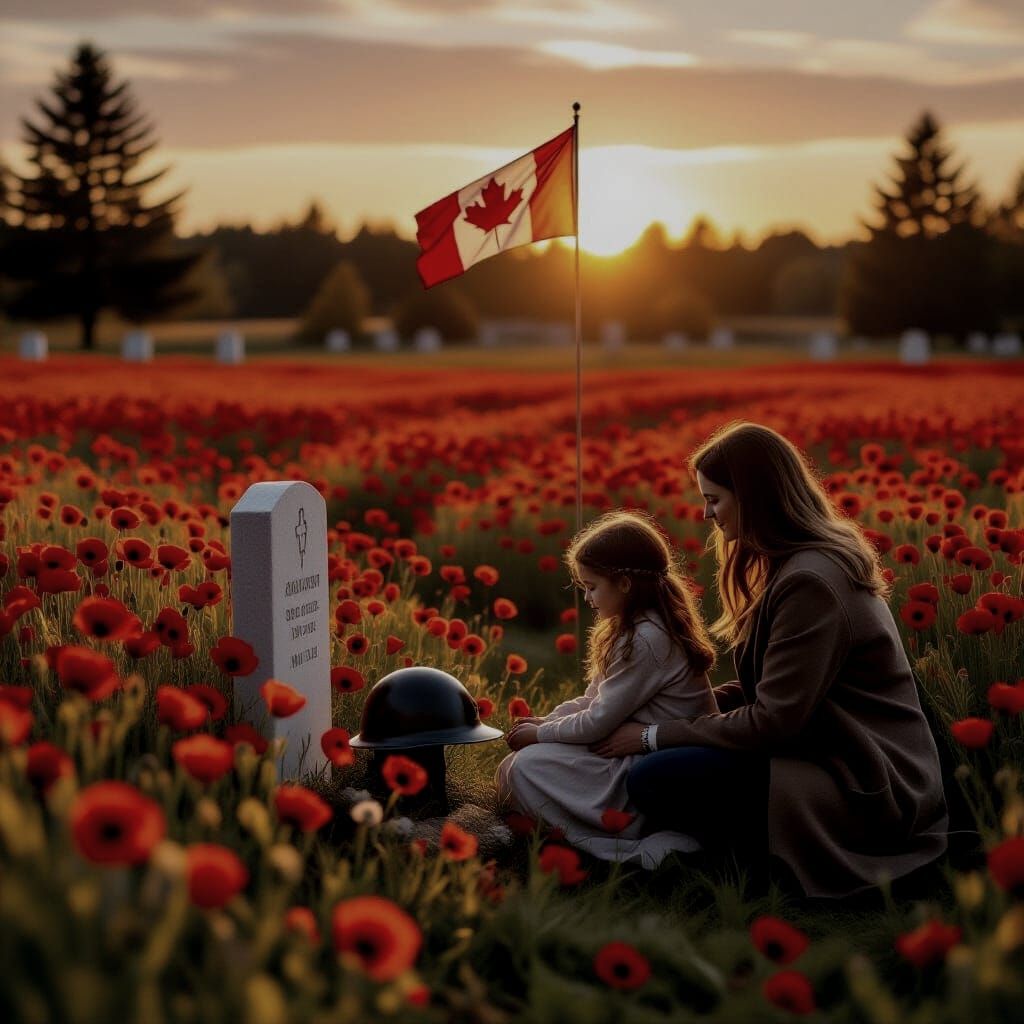 Canadian Poppy Field Memorial at Golden Hour