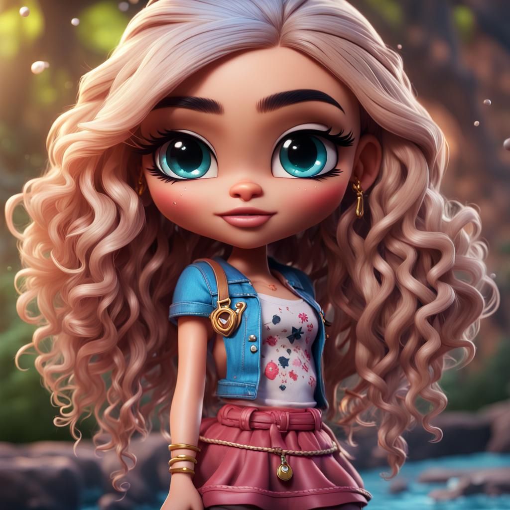 Hyperrealistic Cloe from Bratz as Cute Chibi