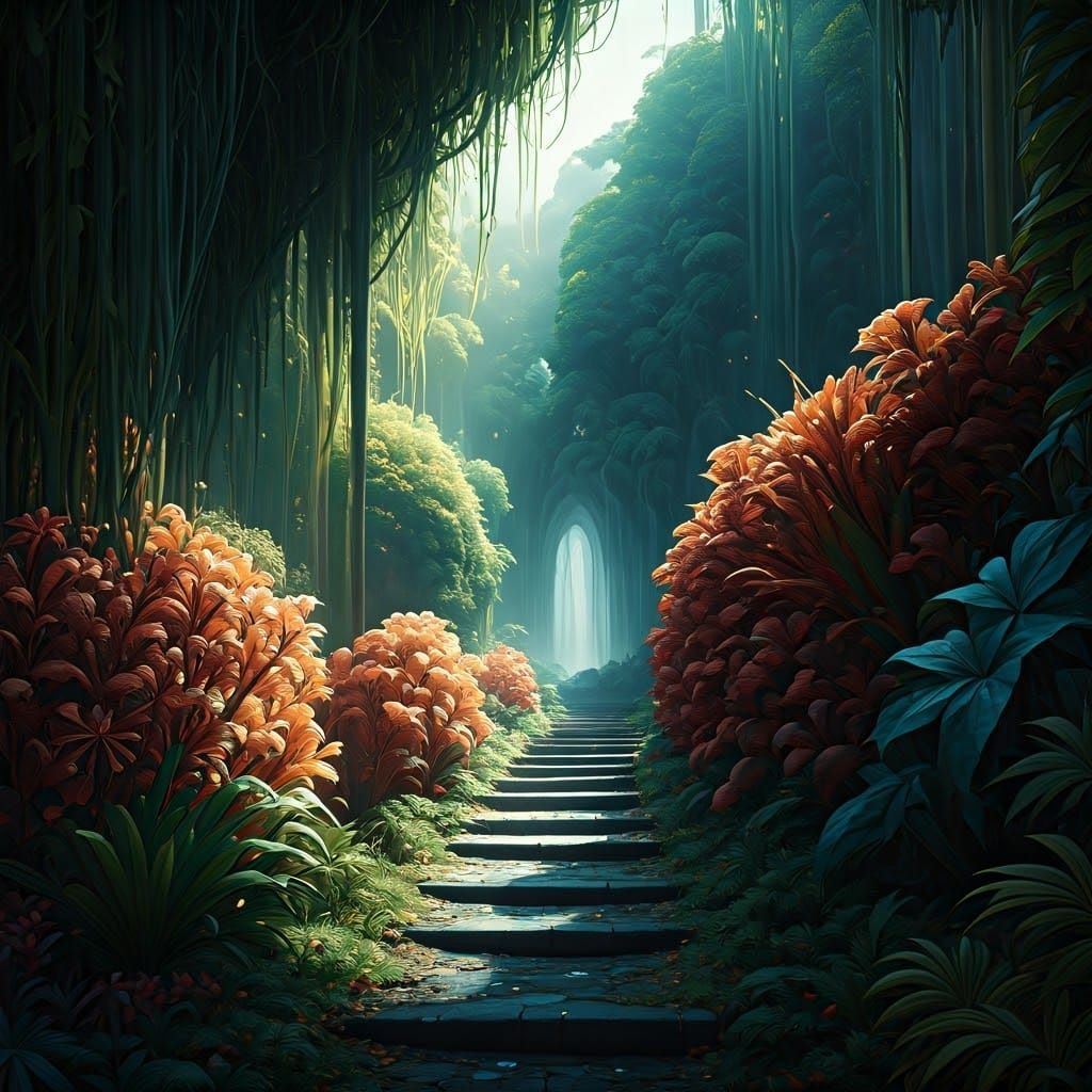 Fantasy Anniversary in Lush Dreamlike Landscape