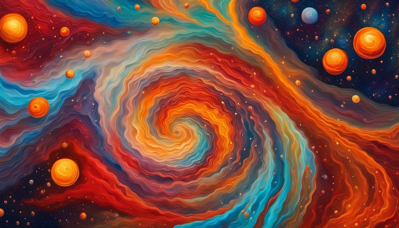 Celestial Stars Spin in Vivid Impasto Cosmic Jelly