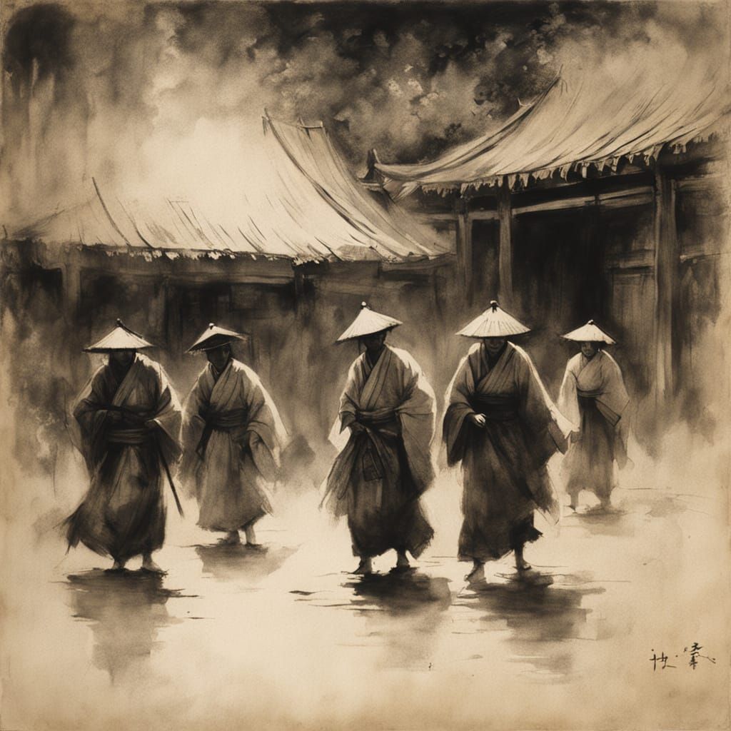 Ancient Japan Festival in Bromoil Print Style