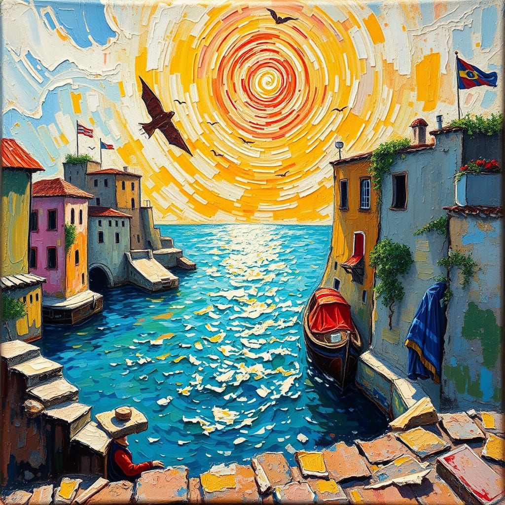 Mediterranean Sunlight Dissolving Ideologies as Impasto Pain...