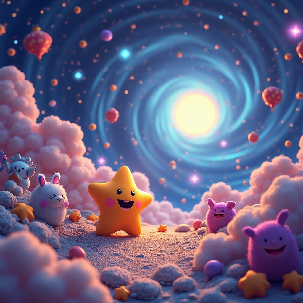 Sparky the Star in a Vibrant Cosmos