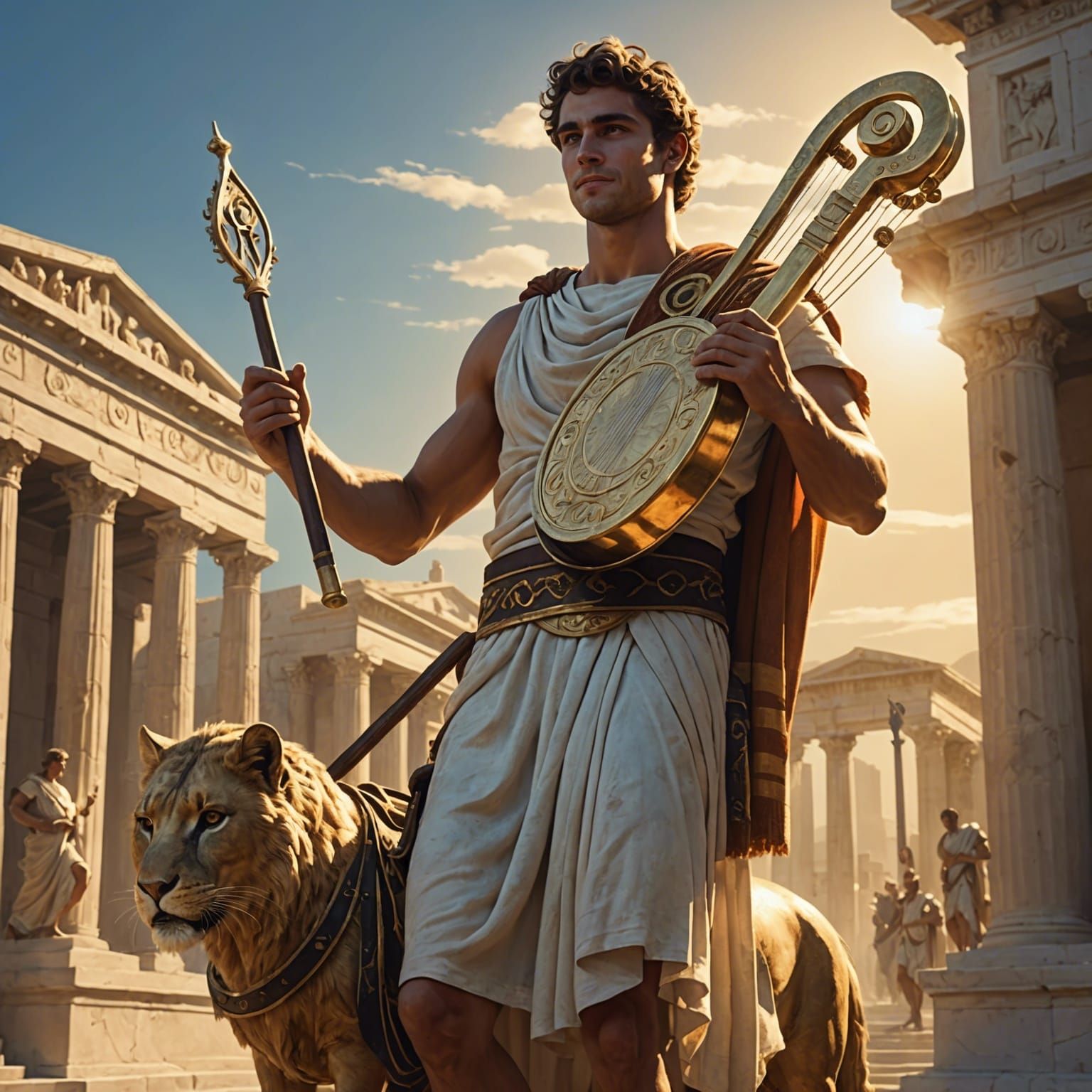 Greek God Apollo in Retrofuturist Style