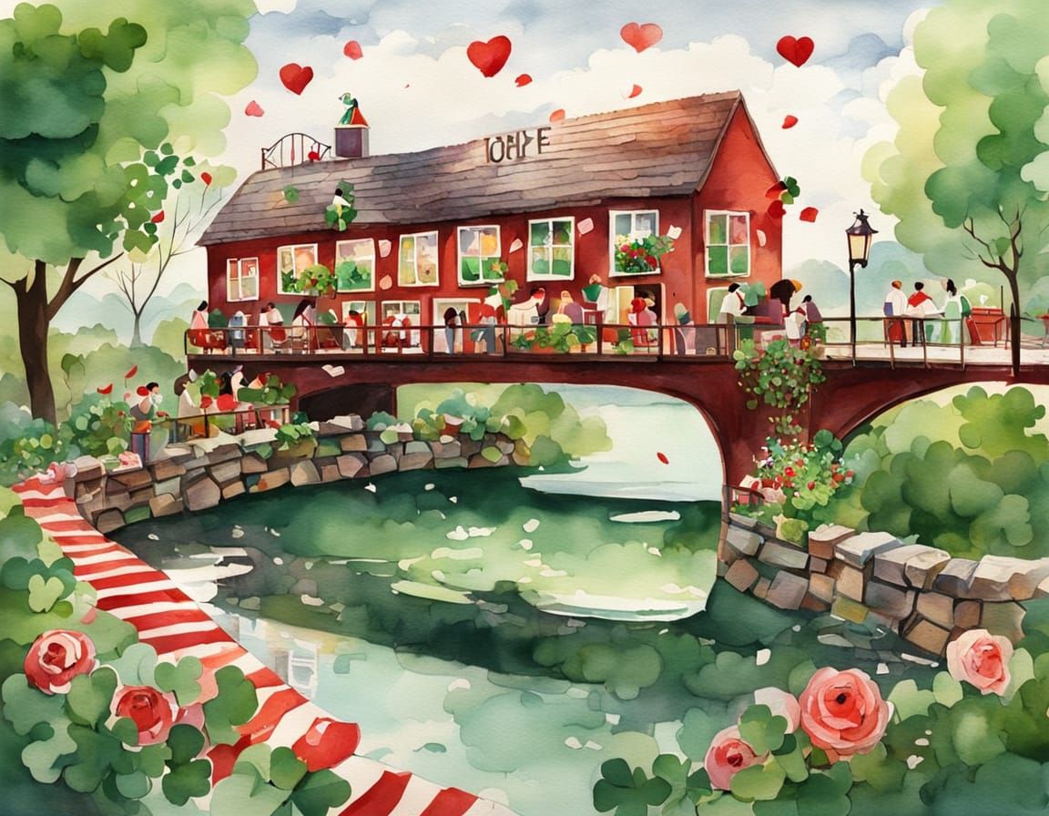 Whimsical Irish Cafe Scene in Watercolor Style