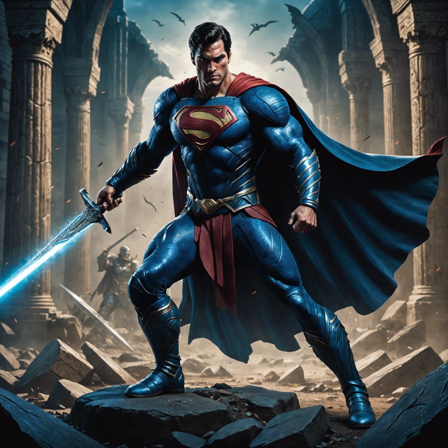 Superman as Ancient Barbarian Warrior in Digital Art