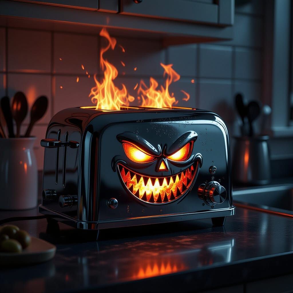 Maniacal Chrome Toaster with Infernal Glow