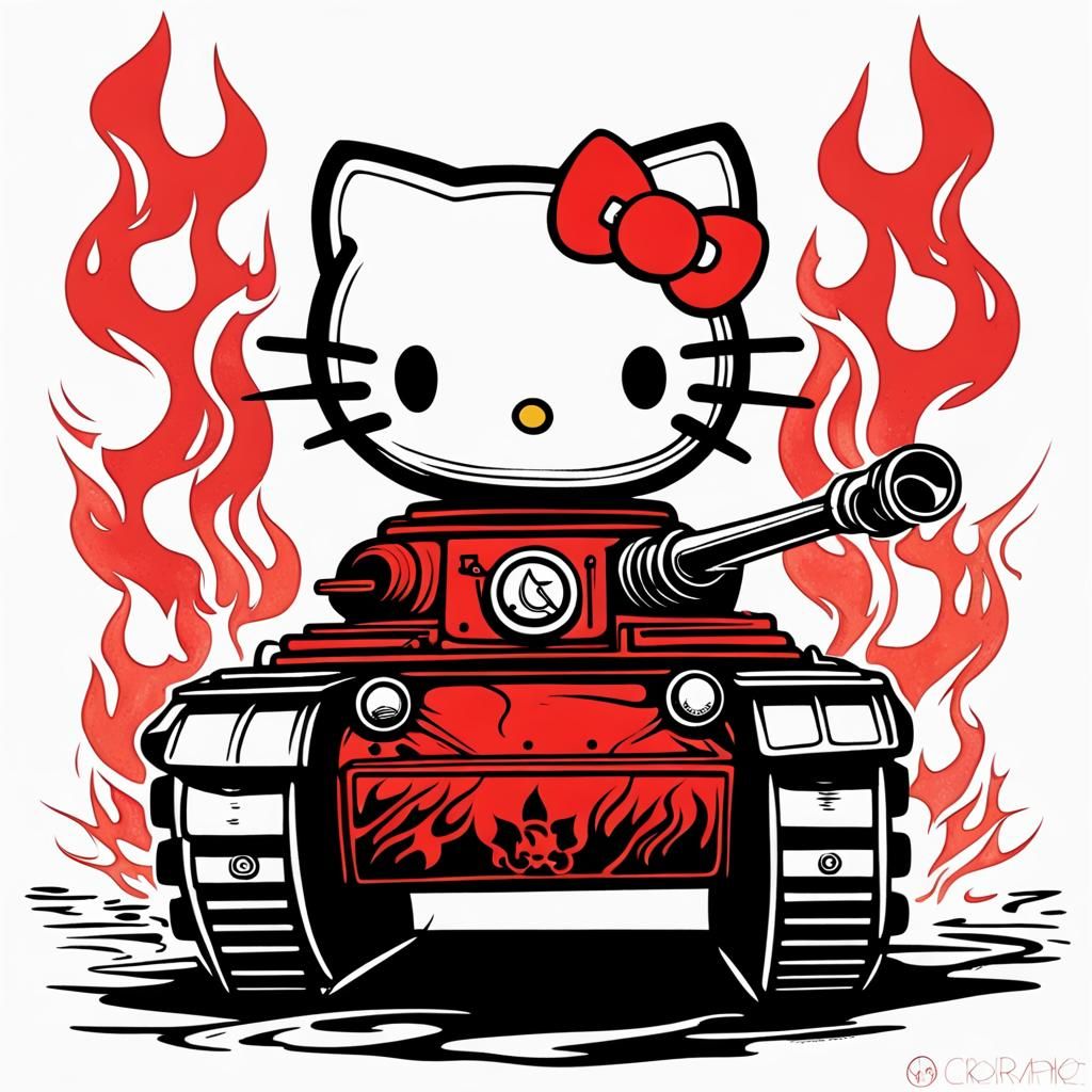 Communist Hello Kitty Dieselpunk Tattoo Design