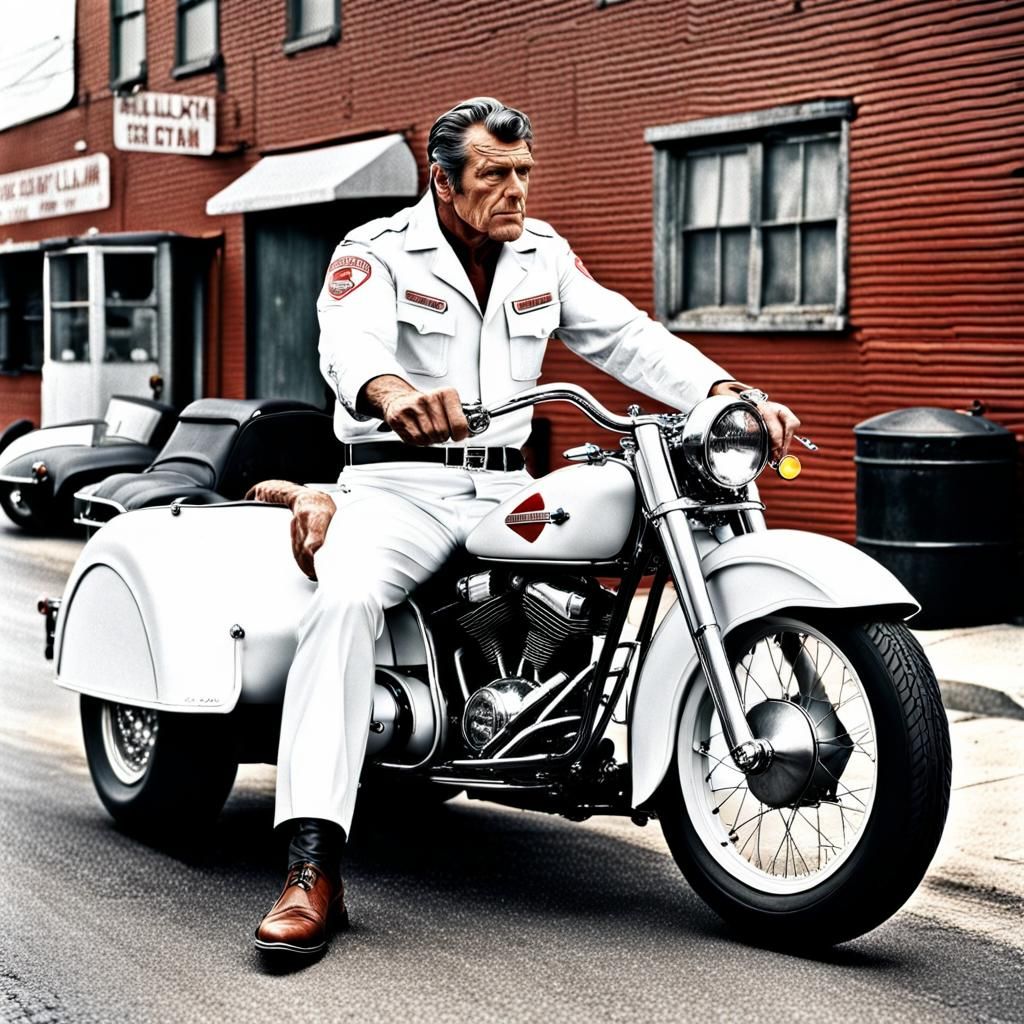 Tough Milkman in white;  Motorcycle Milkman; sidecar; tough ...