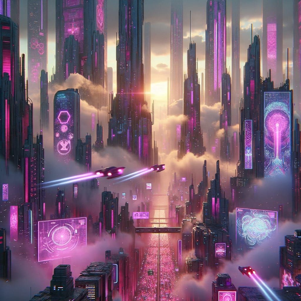 Pink and Purple Metropolis of the Future