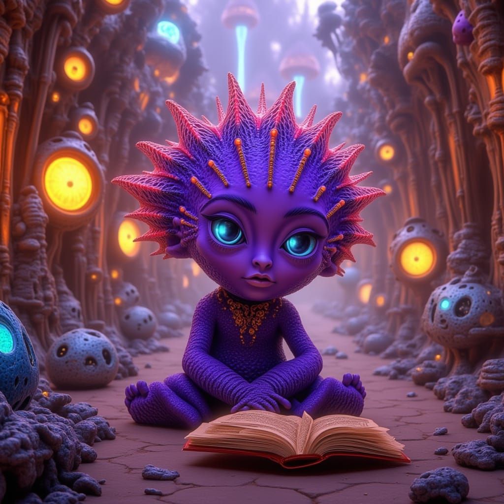 Pixar-Style Alien Child in Ancient City