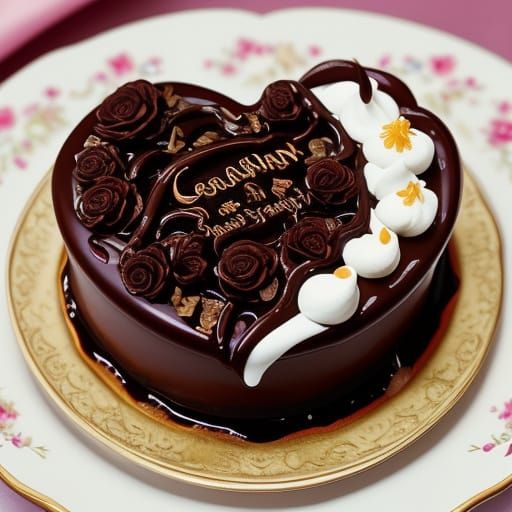 Rich Chocolate Heart Sculpture in Vibrant Roses