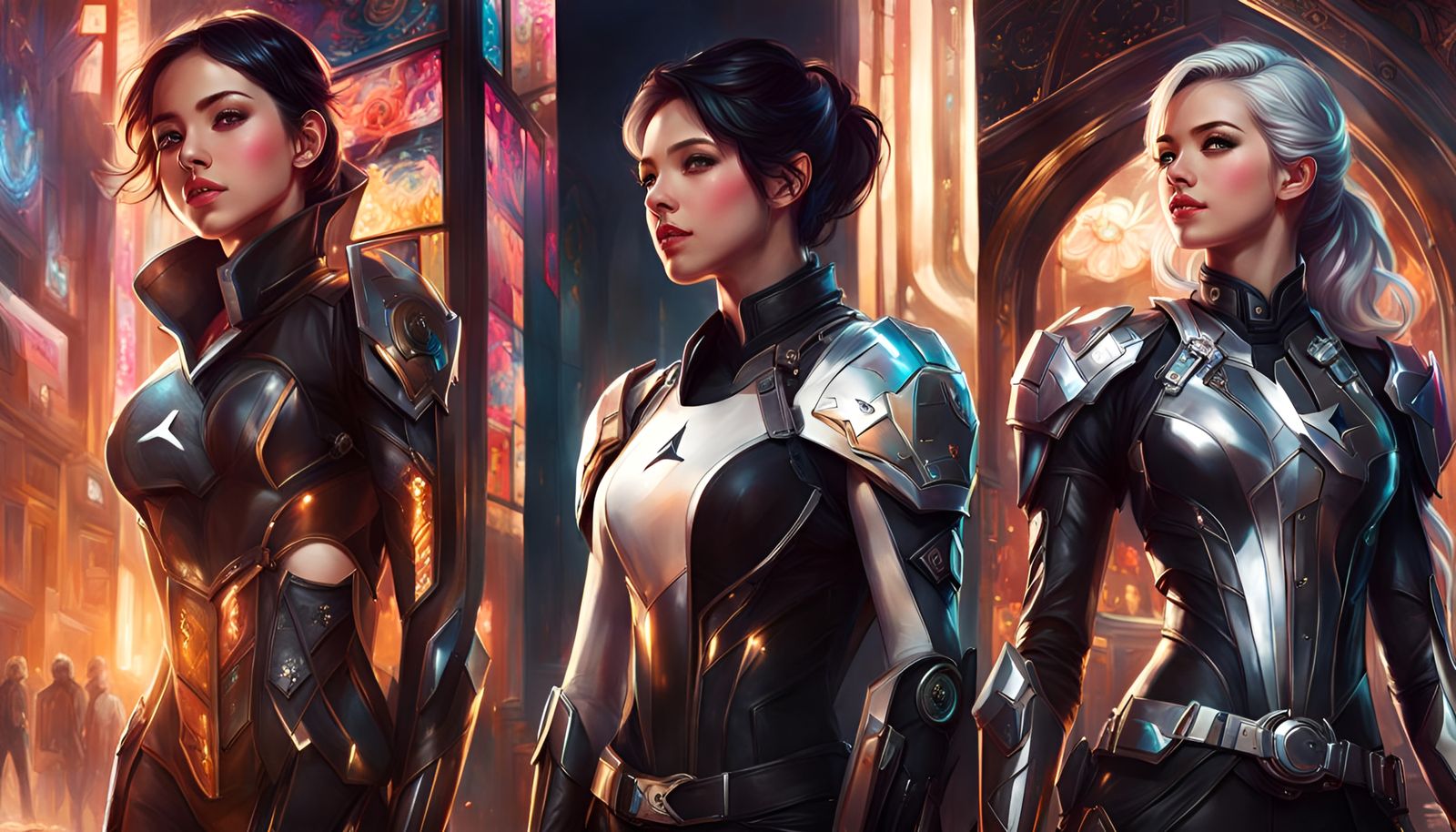 Teenage Girls in Leather Armor at Sundown