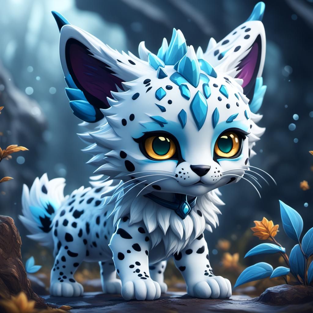 Chibi Frost Serval in Detailed Digital Art