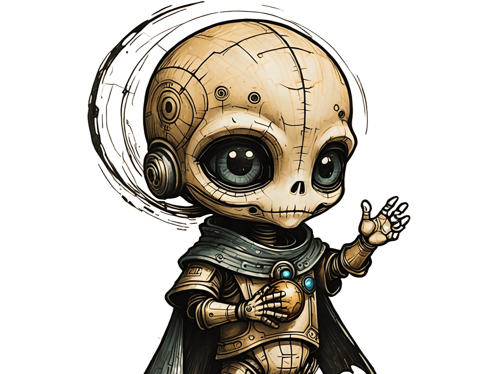 Chibi Alien with Spaceman Doll on Papyrus