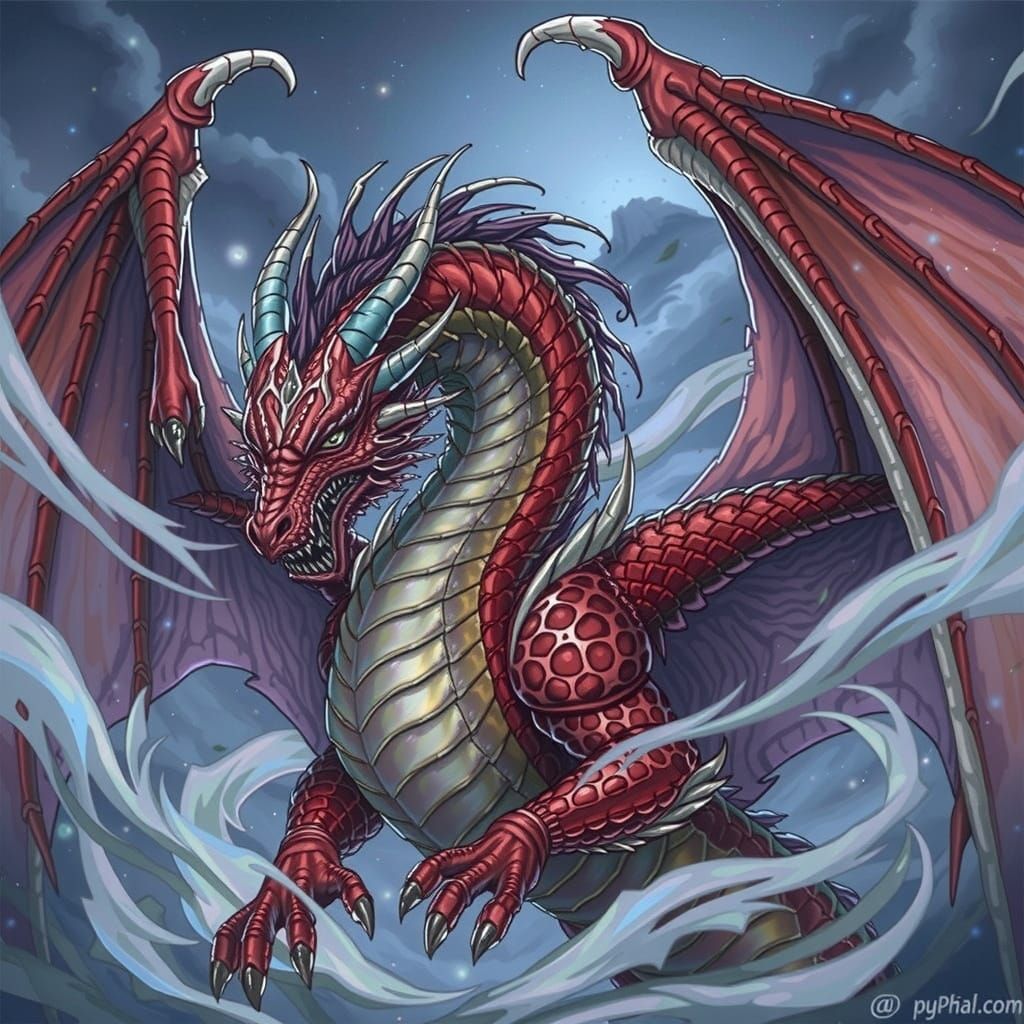 Emotional Transformation of a Purple and Turquoise Dragon