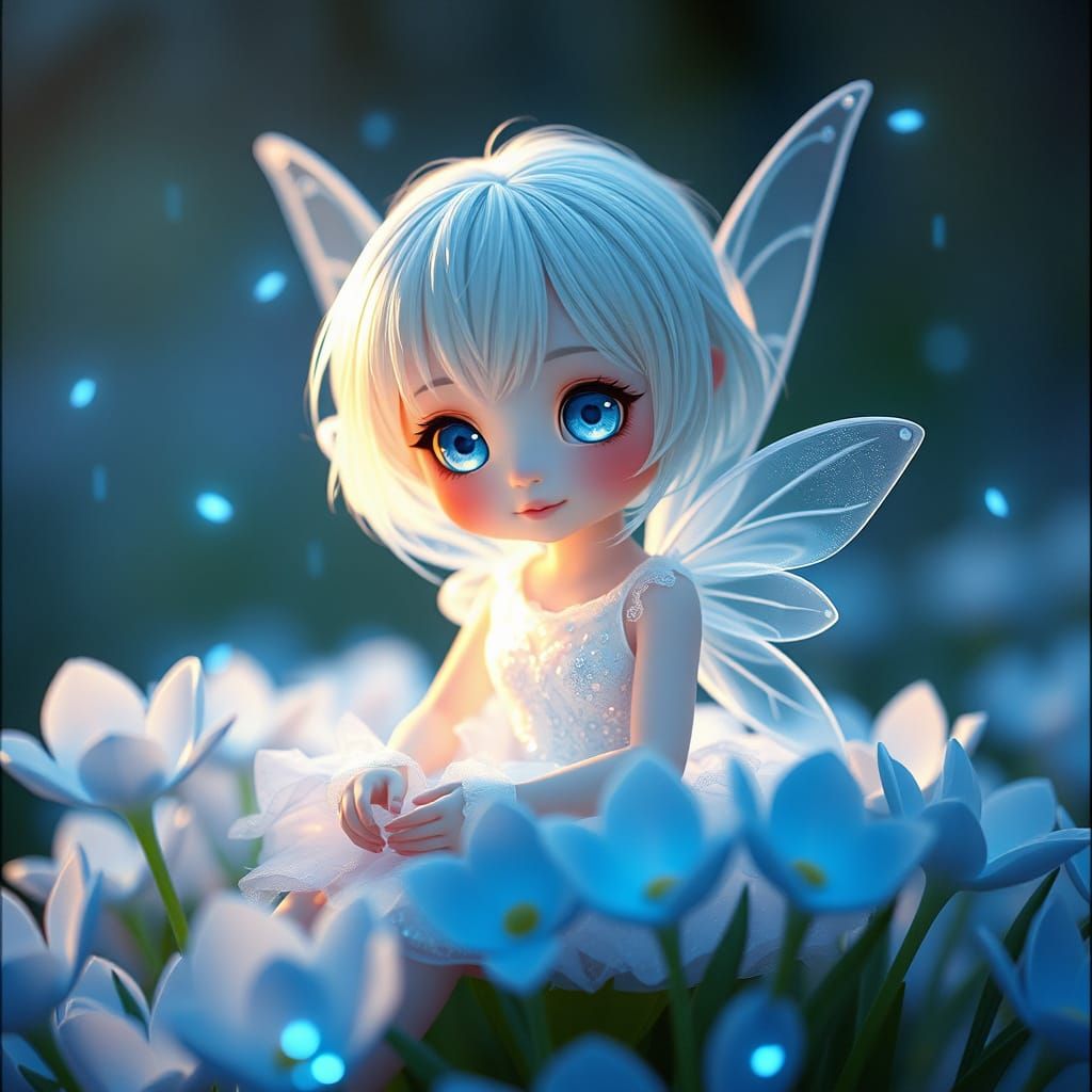 Kawaii Fairy in Enchanted Blue Lilly
