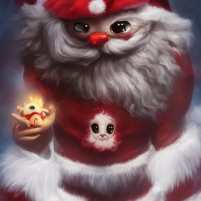 Adorable Fluffy Santa Claus Monster Portrait