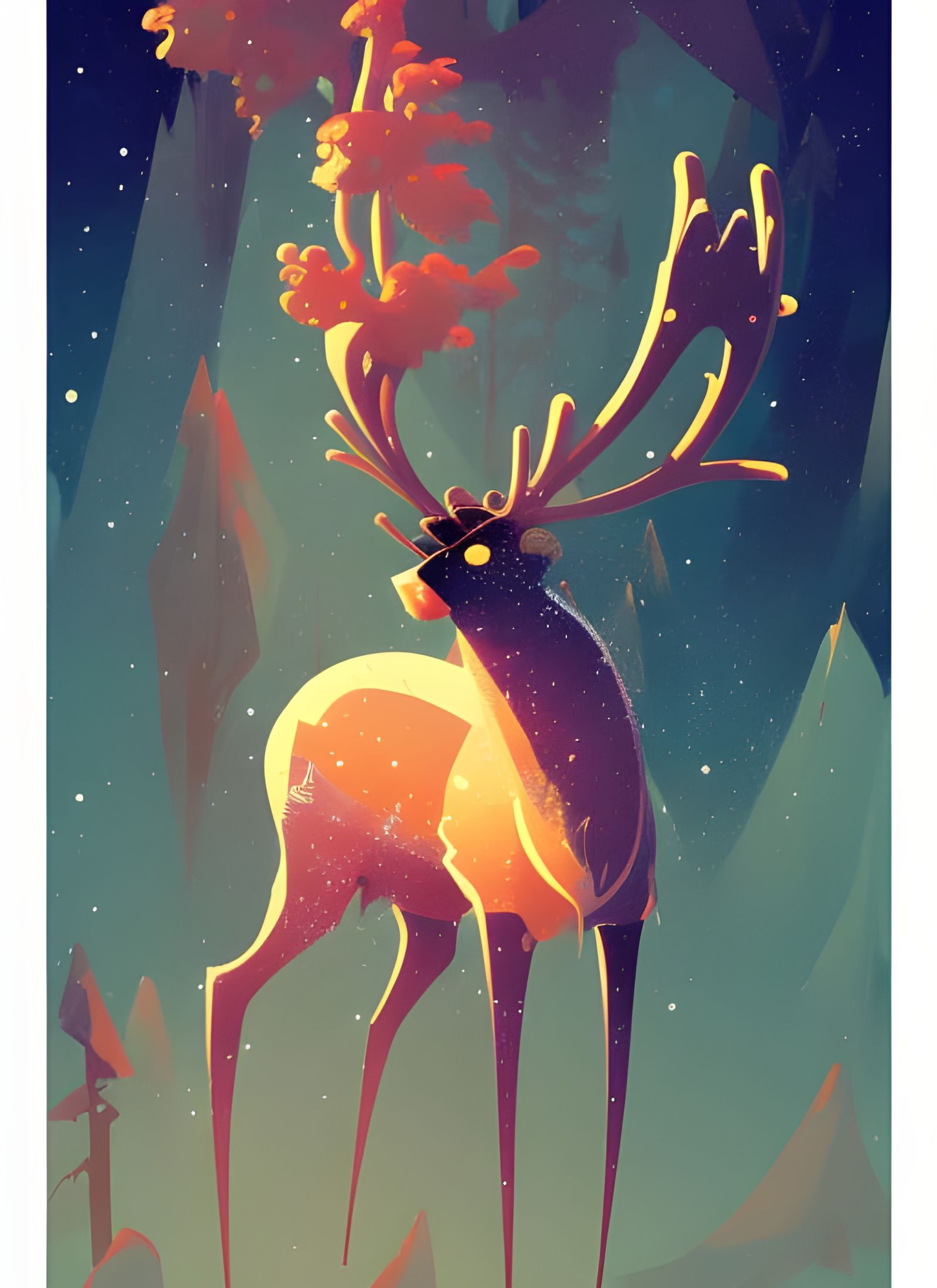 Elemental Christmas Spirits: Reindeer in Composite Art