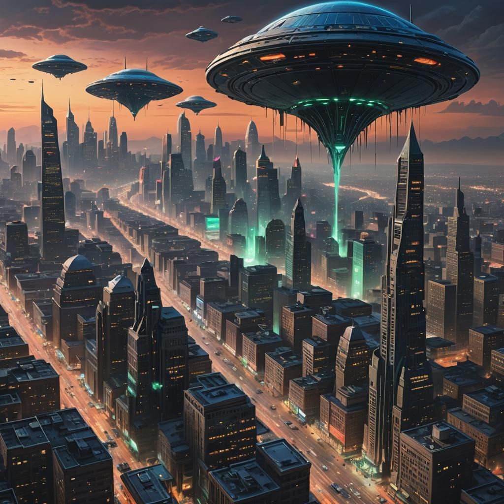 Alien Structures Blend with Earth in Neon Glow