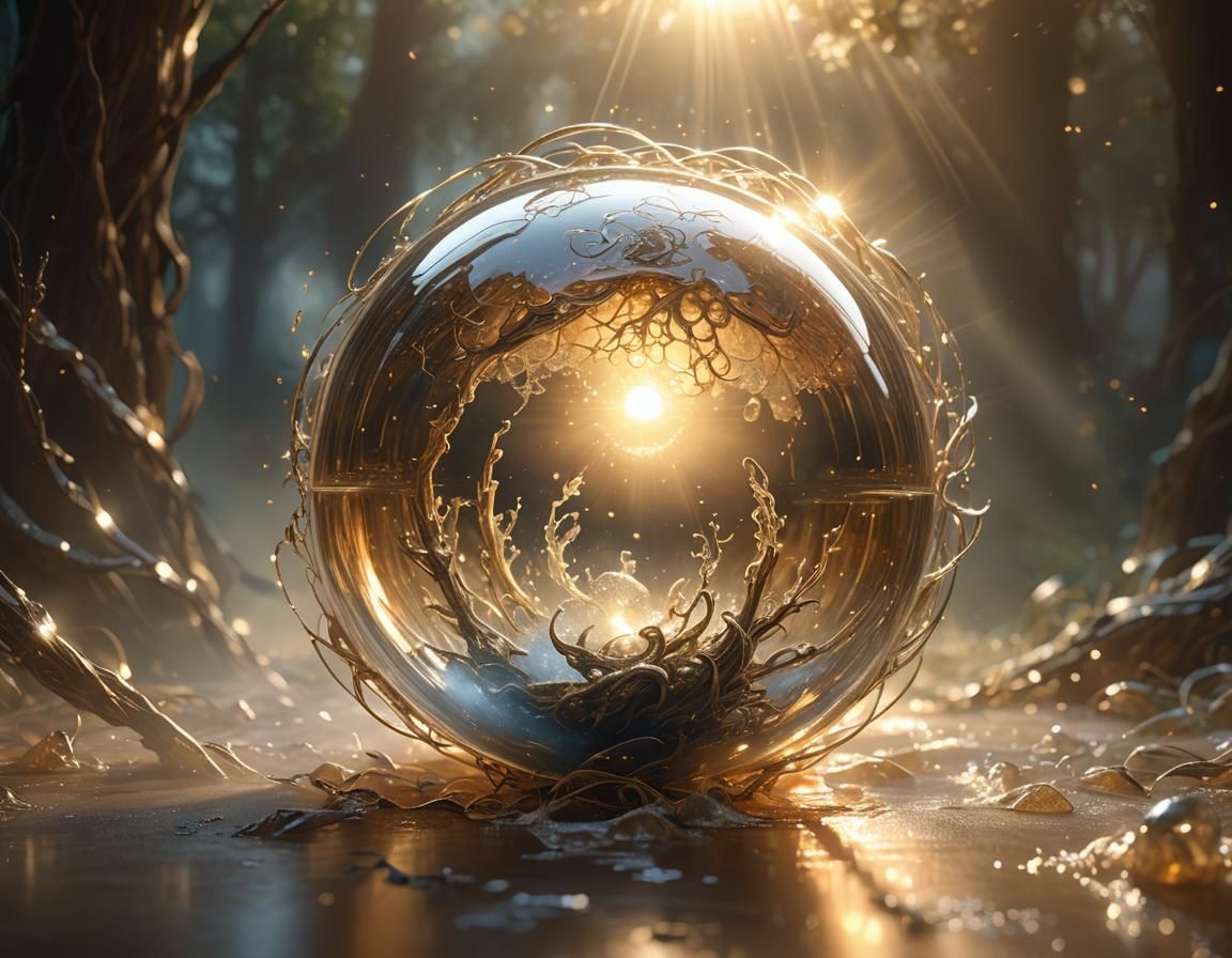 Luminous Crystalline Orb Radiating Light: Digital Art