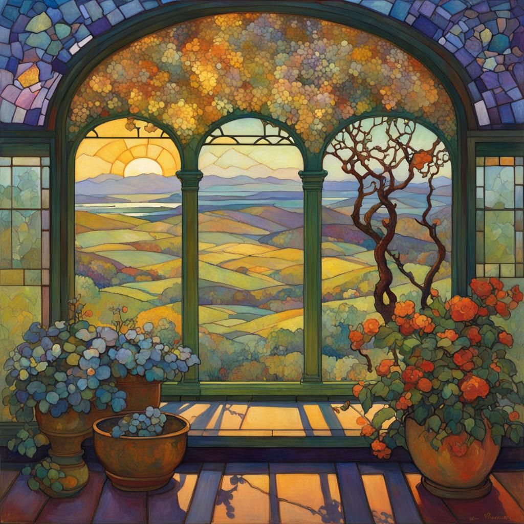 Stained Glass Impressionistic Surreal Illustration