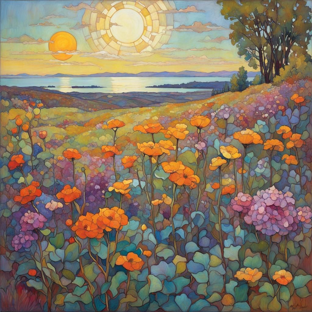 Stunning Art Nouveau Inspired Vase in Vibrant Colors