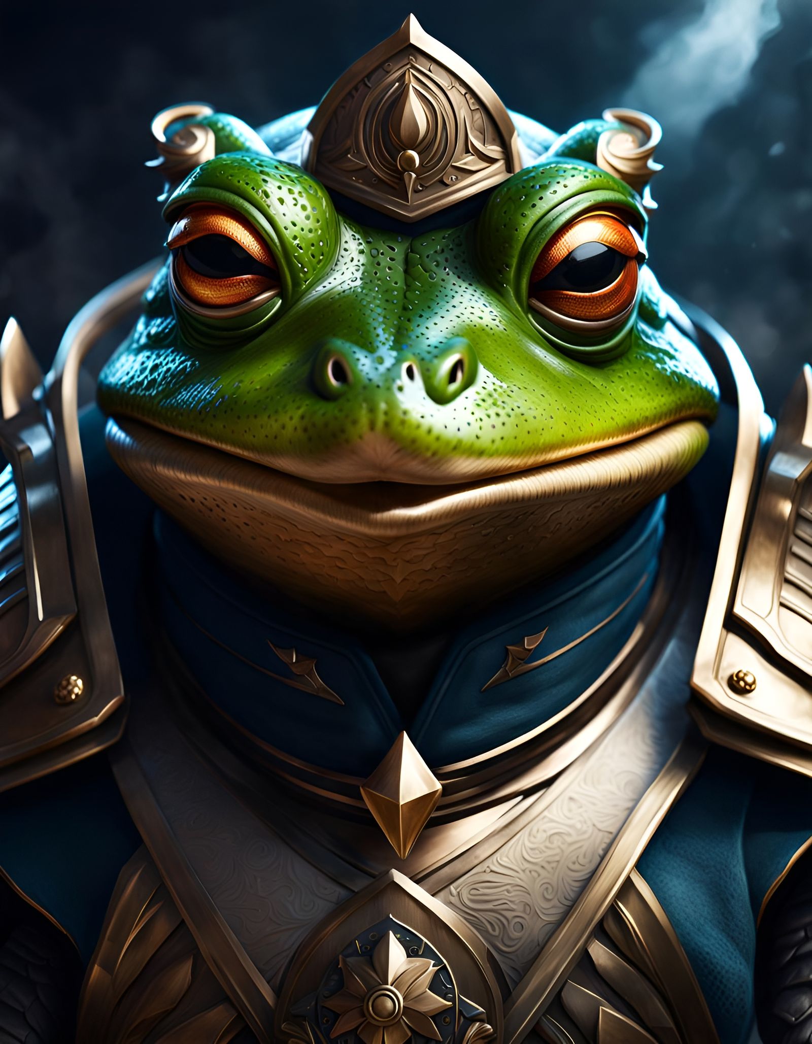 Frog Warrior Portrait in Detailed Concept Art Style
