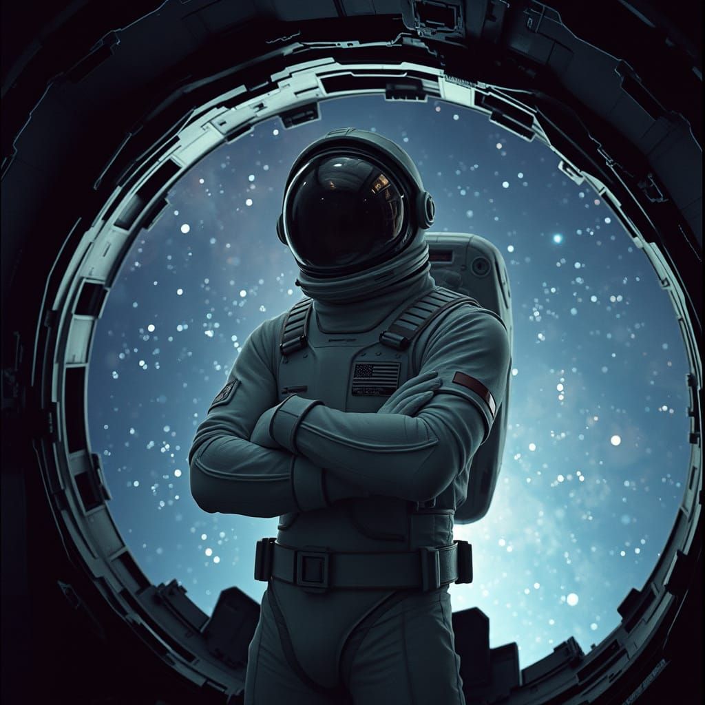 Astronaut in Spaceship Wreckage: A Cinematic Still