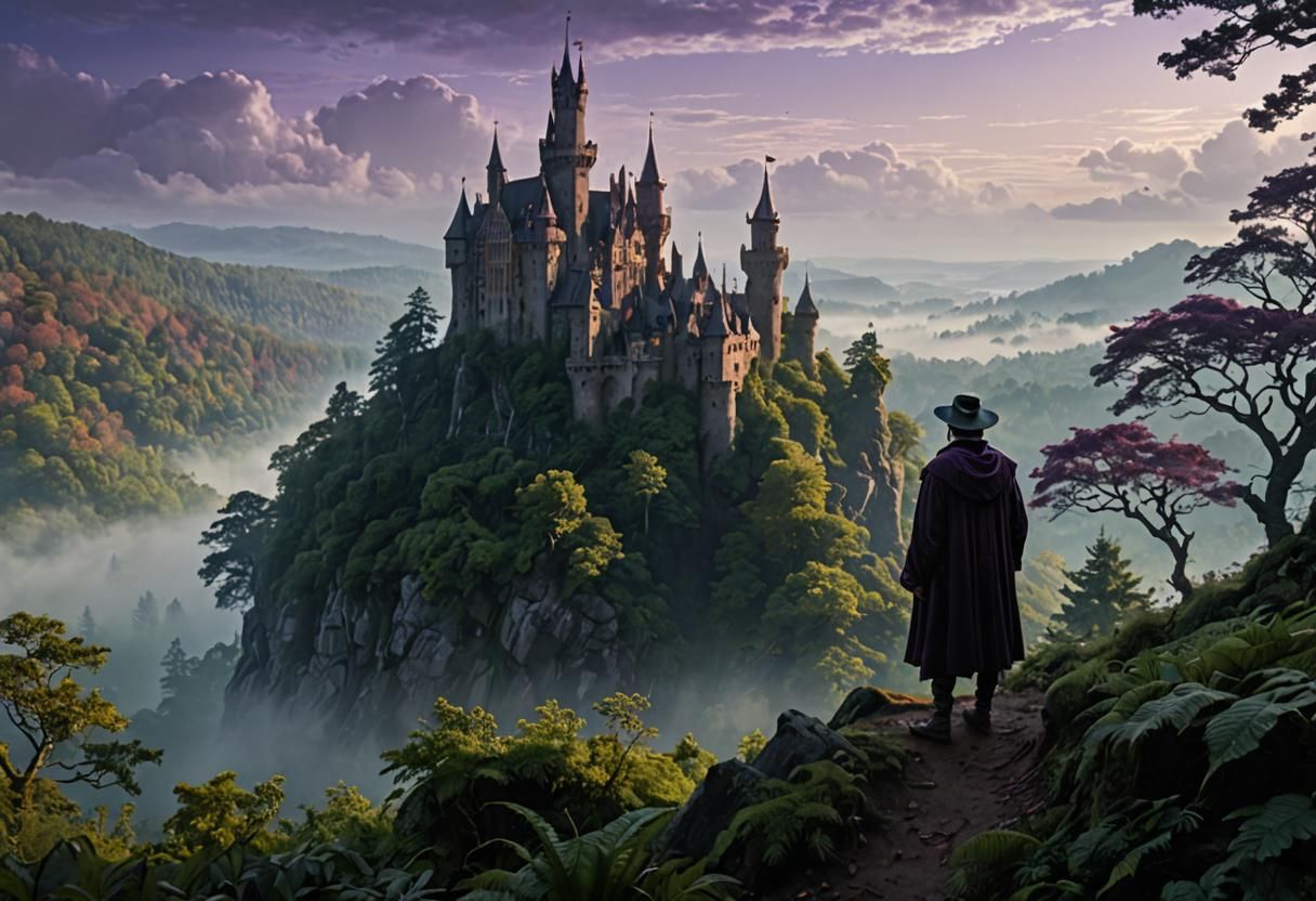 Mystical Castle in Misty Forest: Digital Matte Painting